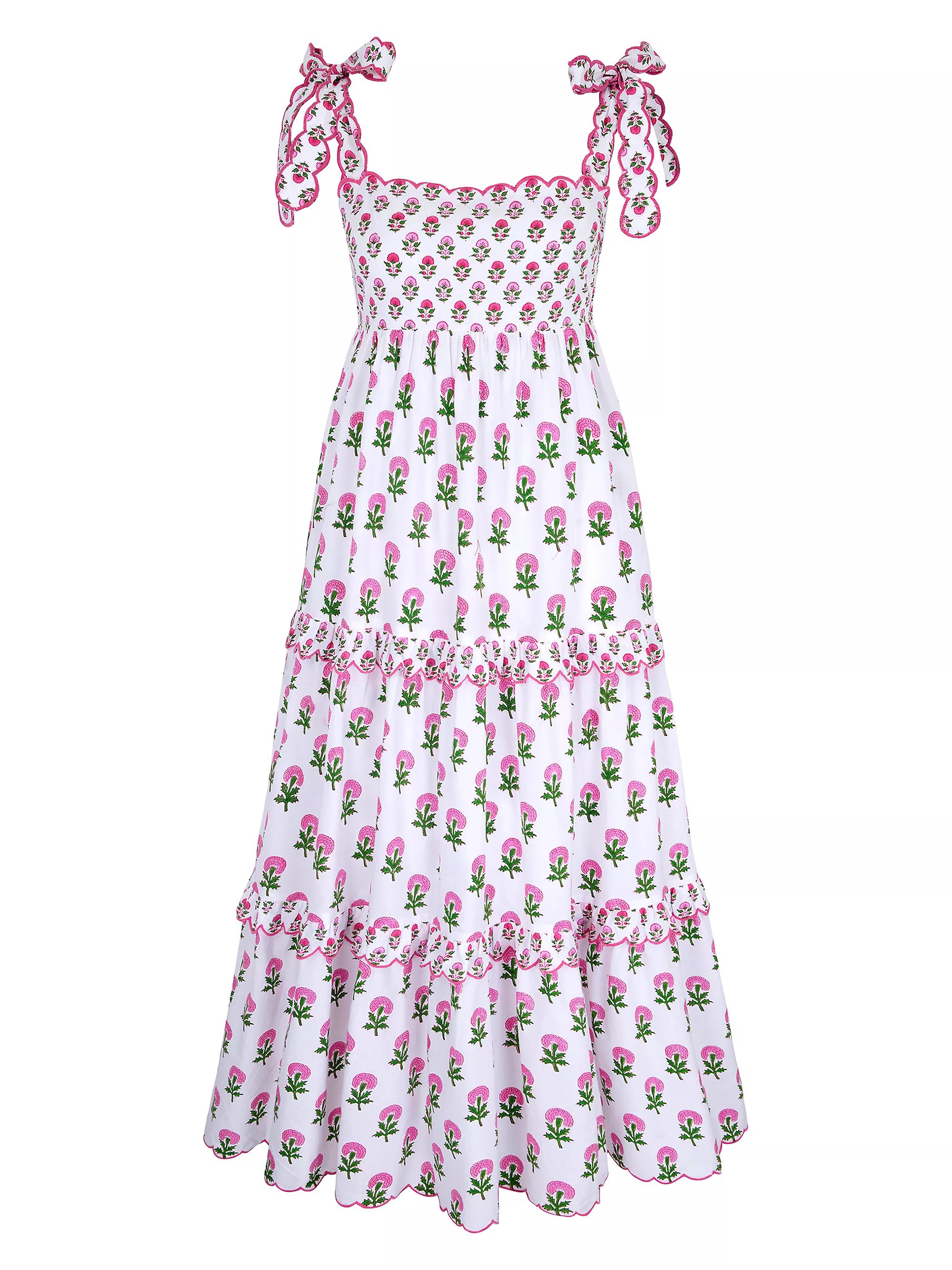 Shop Pink City Prints Hollyhock Mix Athens Dress | Saks Fifth Avenue | Saks Fifth Avenue