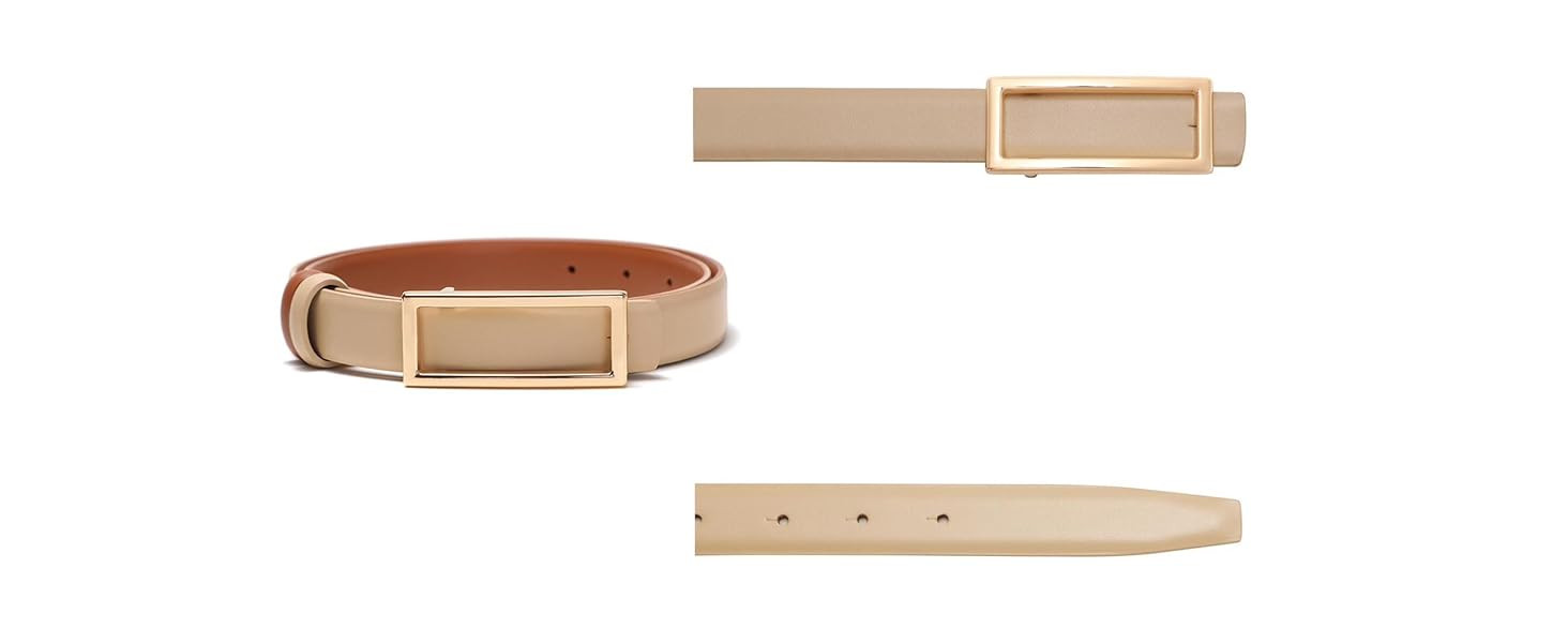 Womens Belt Reversible Leather Belt Skinny Thin Fashion Designer Waist Belts for Jeans Pants Dres... | Amazon (US)
