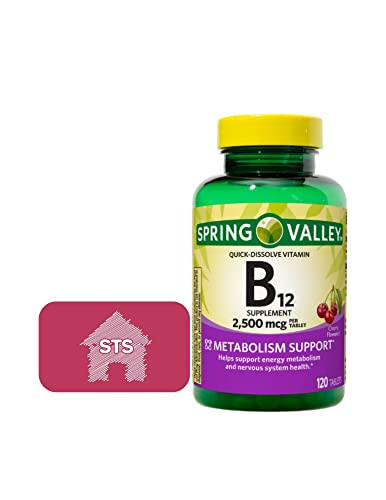 Spring Valley - Vitamin B12 Quick-Dissolve Tablets, 2,500 mcg, Cherry Flavor, 120 Count + STS Sticker. | Amazon (US)