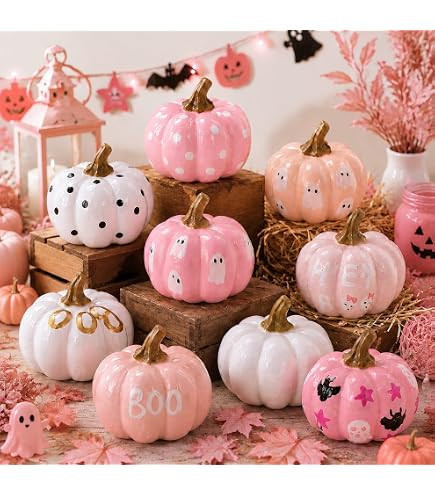 3 Pcs Pink Halloween Pumpkin Decoration Fall Artificial Foam Pumpkins | Amazon (US)