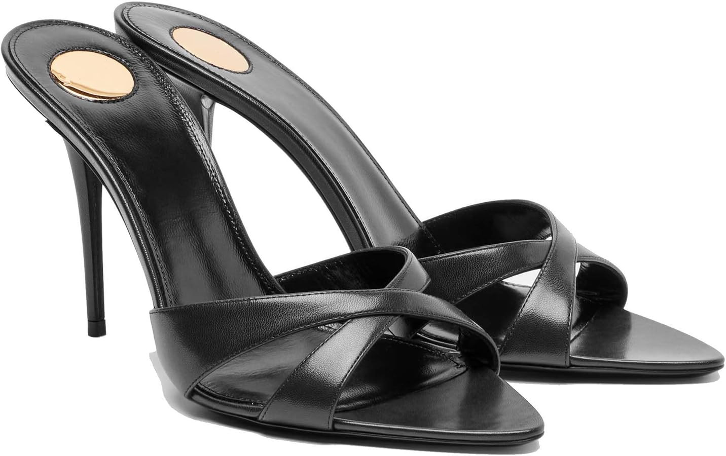 THESHY Women\u2019s Stiletto Heel Slide Sandals Open Toe Criss Cross Straps Slip on Dress Heels w... | Amazon (US)