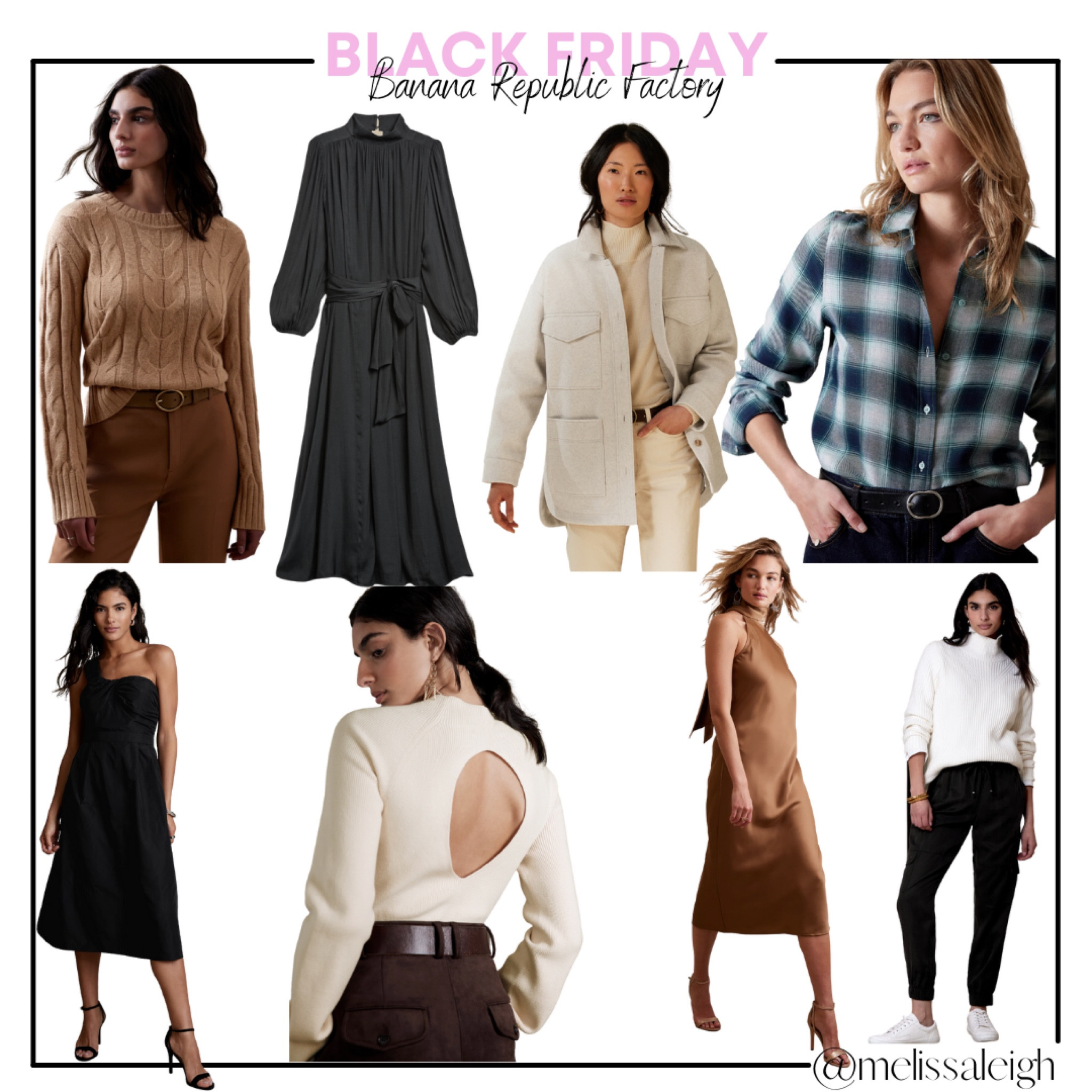 Banana republic factory - 60% off everything - holiday dress, holiday party, holiday outfit, cable knit sweater, fleece shacket, plaid flannel, black midi dress, open back sweater, silk midi dress, joggers 

#LTKSeasonal #LTKHoliday #LTKCyberweek
