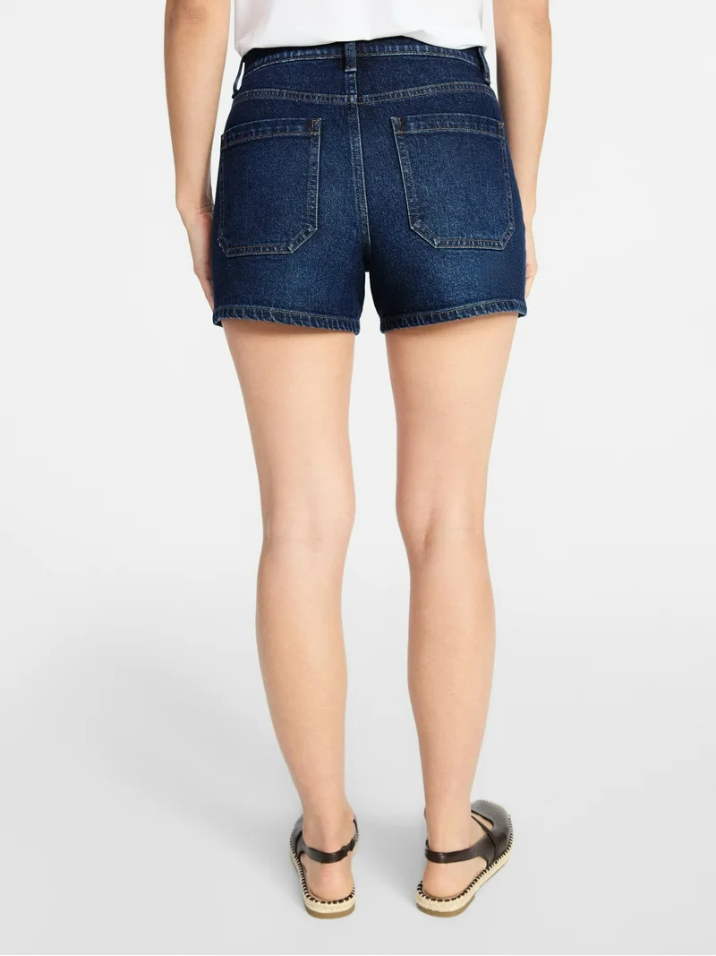 Time and Tru Women's High Rise Patch Pocket Denim Shorts, 4" Inseam, Sizes 0-20 | Walmart (US)