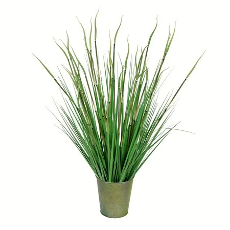 Vickerman Everyday 28 Artificial Green Grass With Iron Pot - Faux Grass Plant Decor - Home Or Office | Walmart (US)