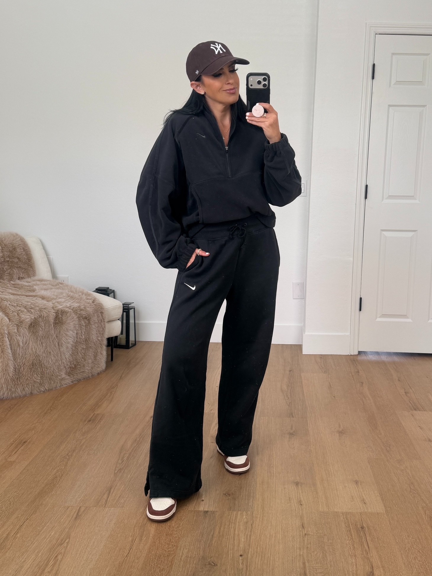 One Thermo-FIT Half-Zip Top Polar Special wearing size medium.  Sportswear Phoenix High Waist Wide Leg Sweatpants wearing size medium. 
