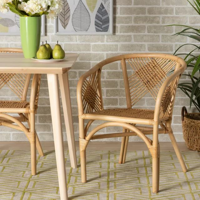bali & pari Kagama Modern Bohemian Natural Brown Rattan Dining Chair | Walmart (US)