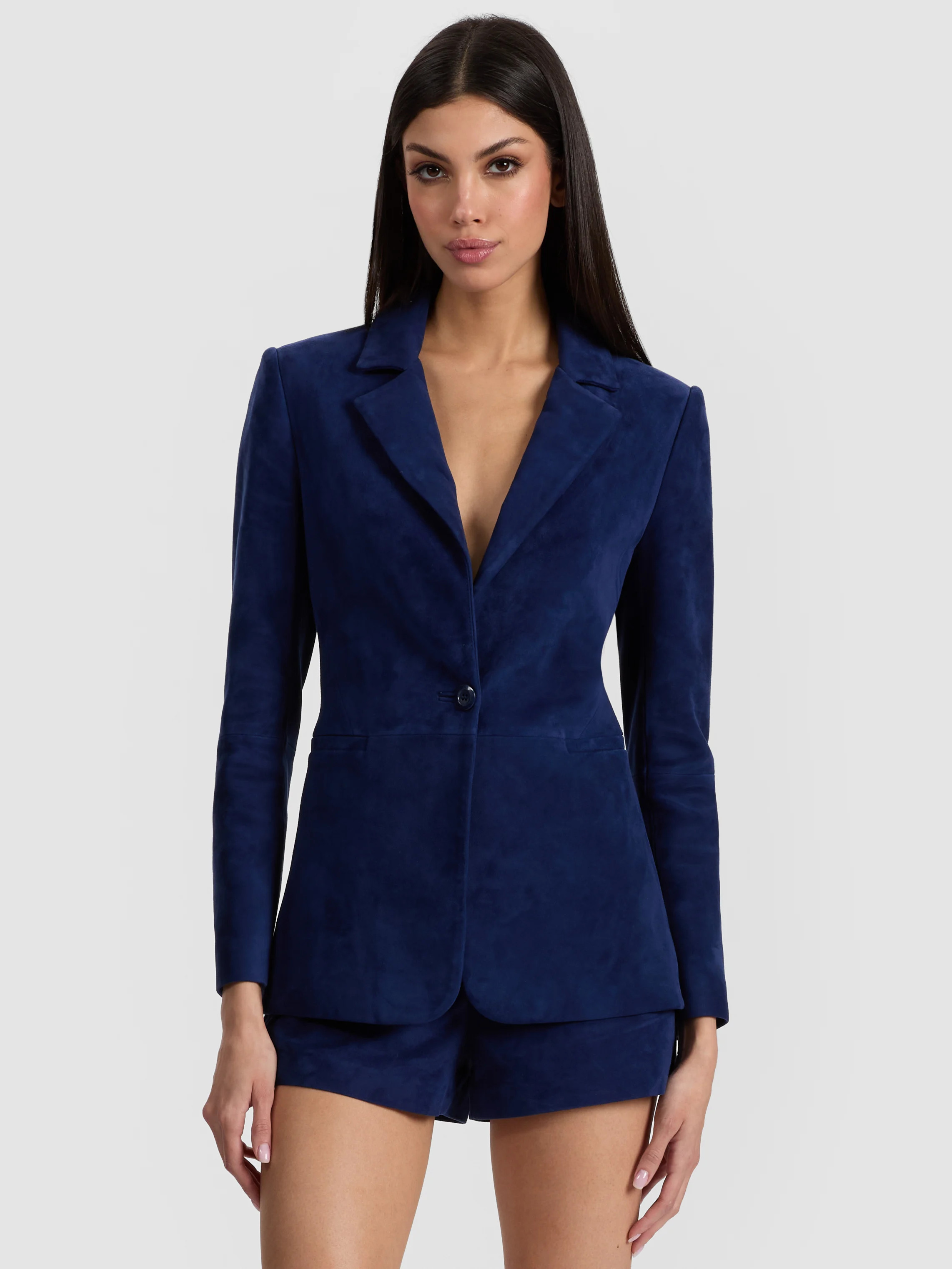 alice + olivia MACEY SUEDE FITTED BLAZER | Alice + Olivia