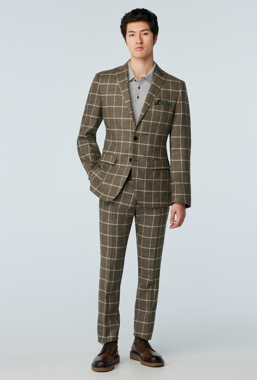 Custom Suits Made For You - Madesimo Linen Windowpane Olive Suit | INDOCHINO | Indochino