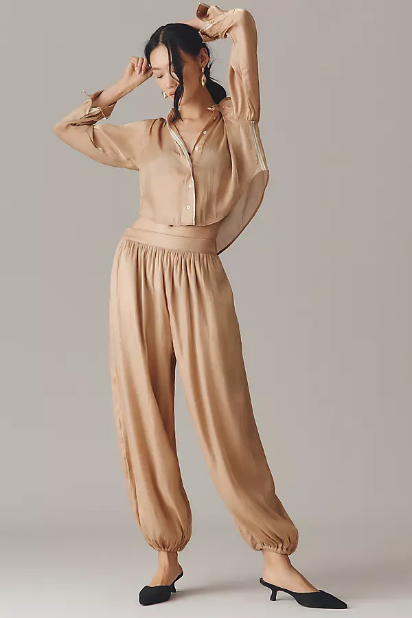 Maeve Shiny Balloon Pants | Anthropologie (US)