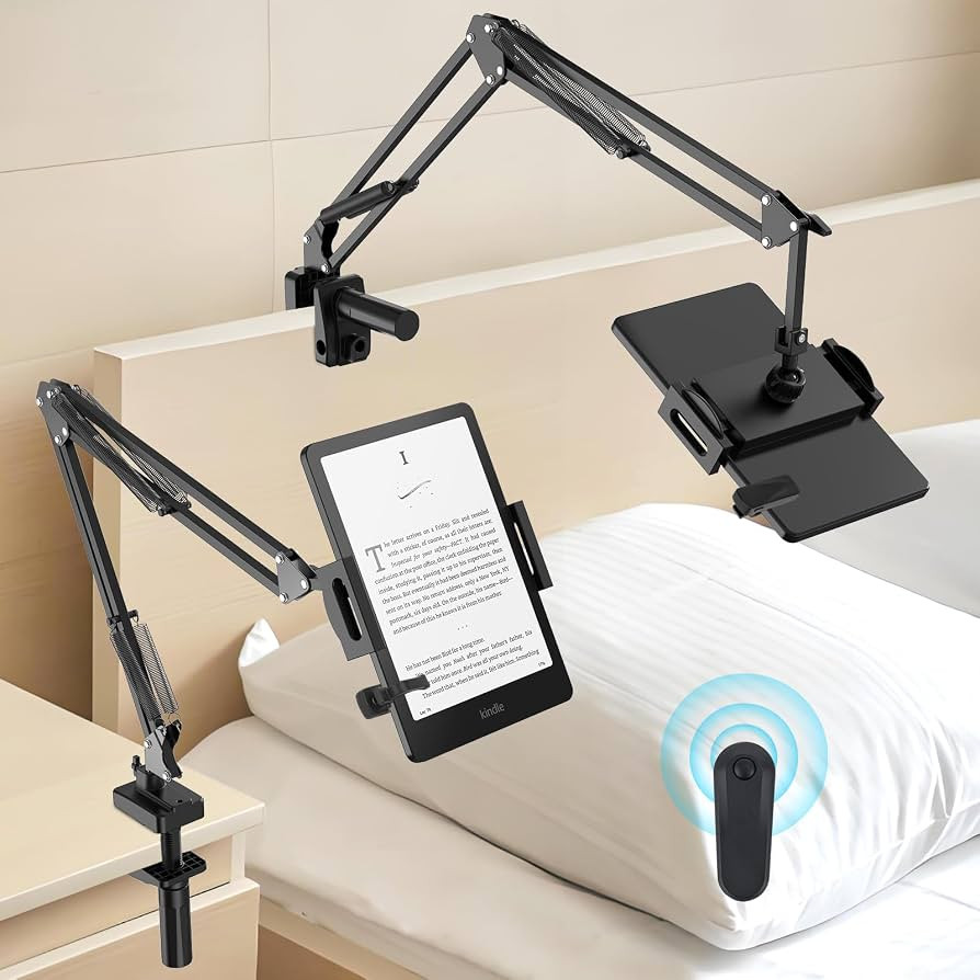 Remote Page Turner Holder For Kindle: Bed Reading Clamp Book Stand For Cell Phone Ipad Tablet Arm... | Amazon (US)
