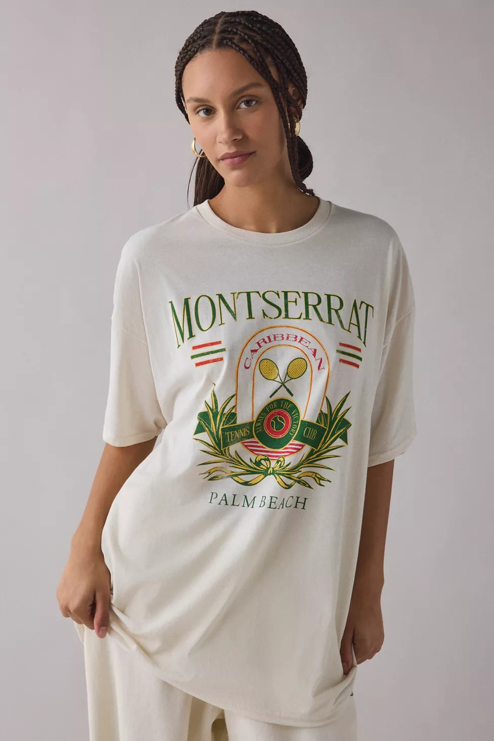 Montserrat Tennis Club Crest Graphic Oversized T-Shirt Dress | Urban Outfitters (US and RoW)