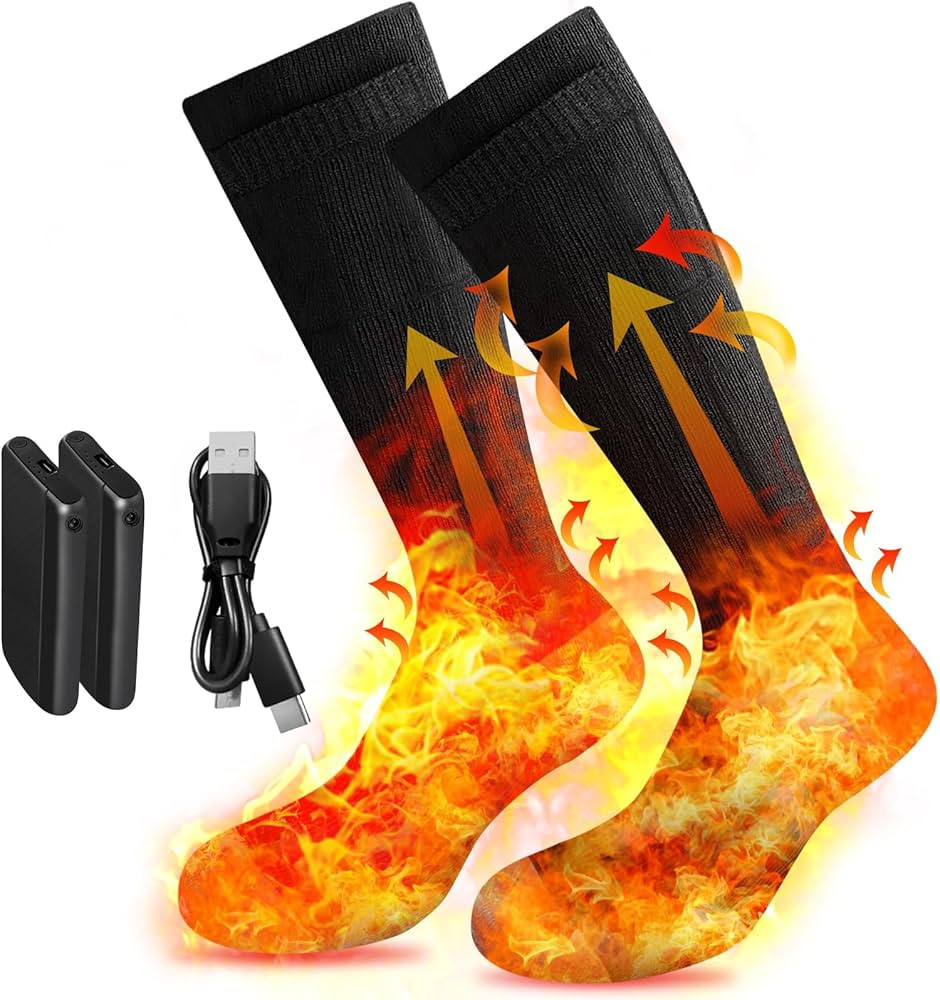 Heated Socks for Men Women,Electric Heated Socks 3 Heating Levels with 4000mAh*2 Battery Recharge... | Amazon (US)