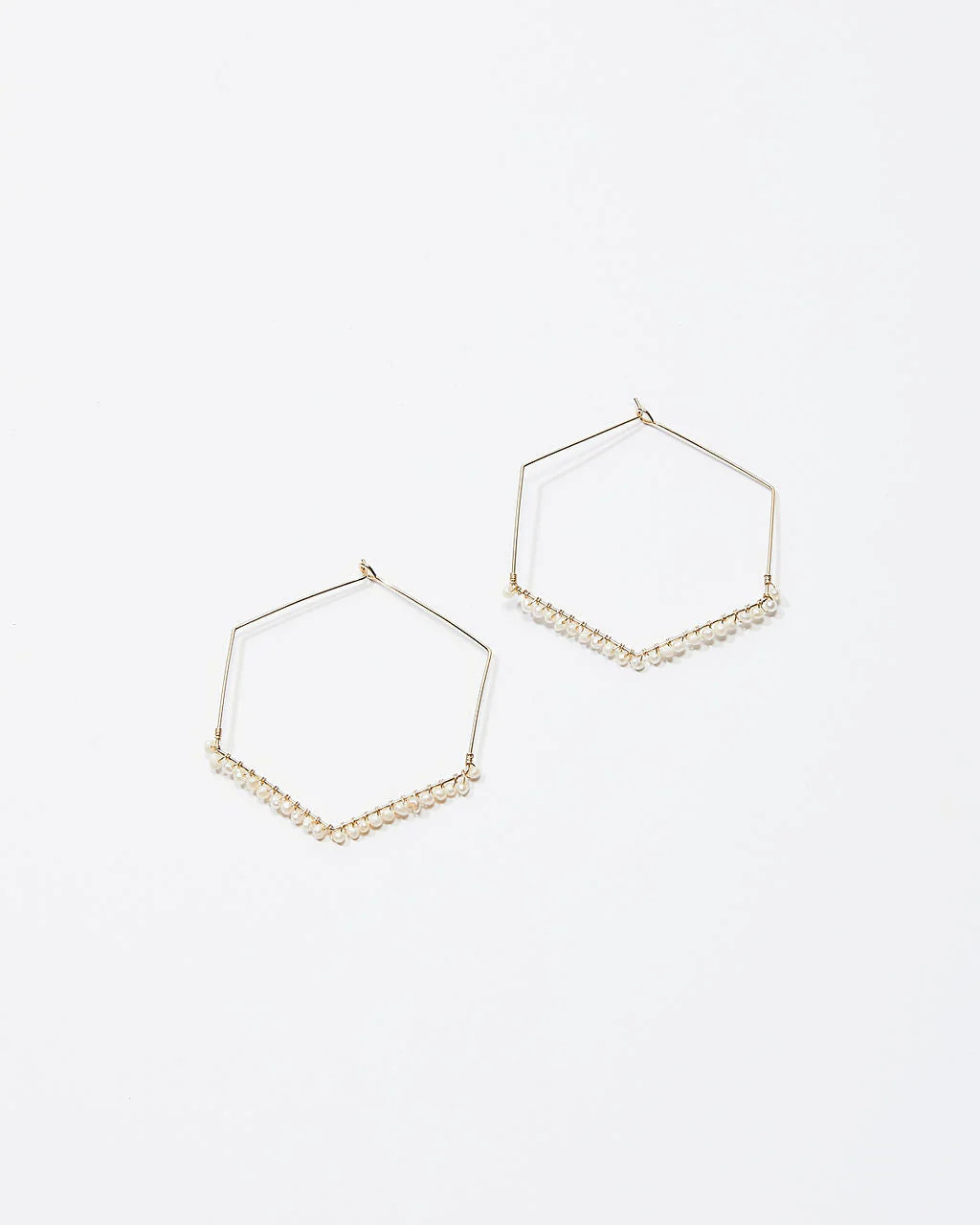 Glitz Pearl Hexagon Hoops | VICI