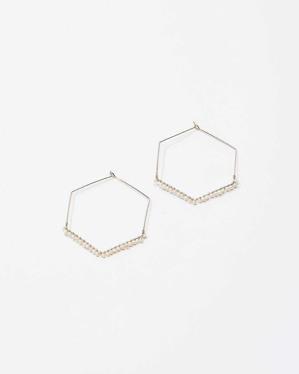 Glitz Pearl Hexagon Hoops | VICI Collection