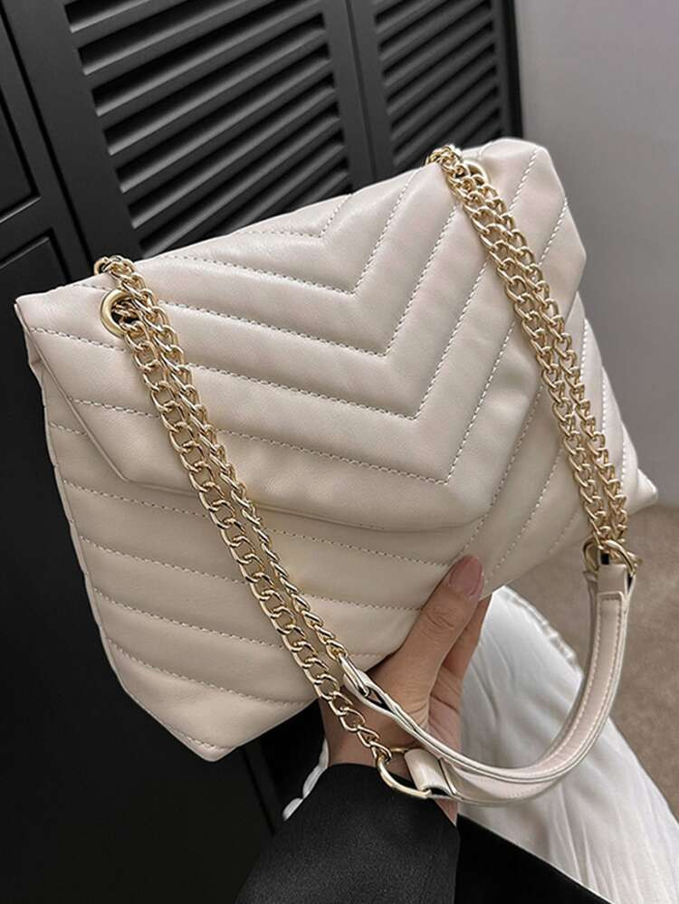 Sac carré à chevron matelassé à rabat chaîne | SHEIN