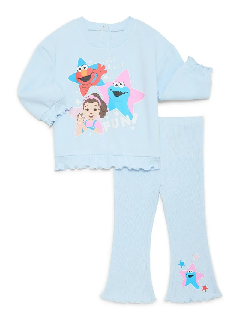 Ms. Rachel x Sesame Street Baby Girls Graphic Sweatshirt and Leggings Set, 2-Piece, Sizes 0/3M-24... | Walmart (US)