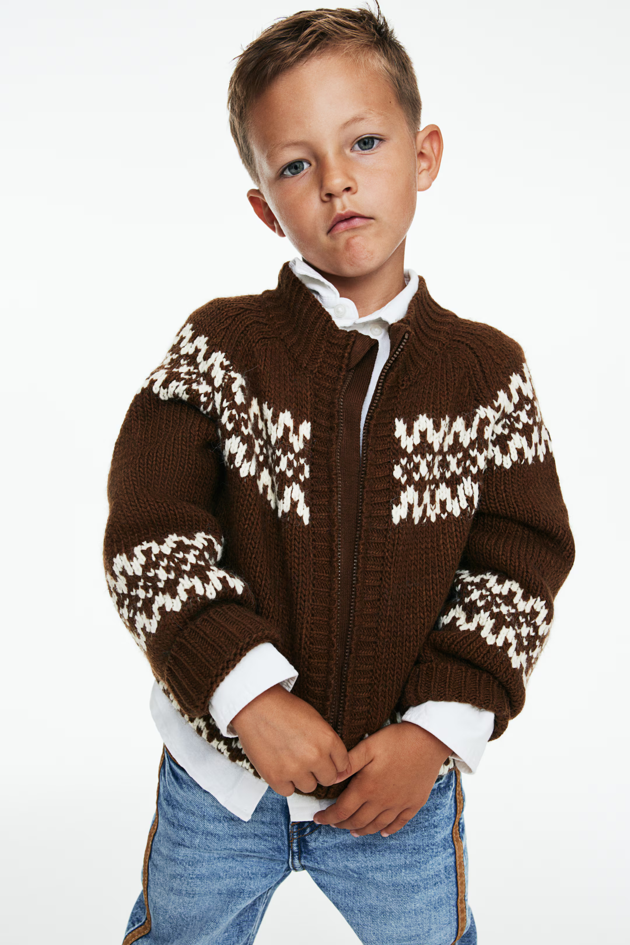 Jacquard-Knit Cardigan with Zipper | H&M (US + CA)