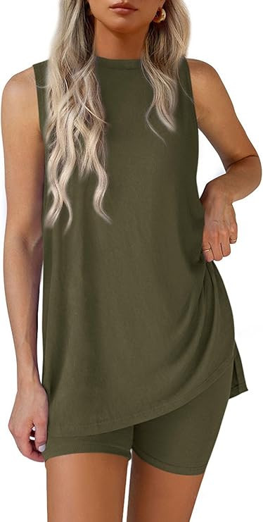 PRETTYGARDEN 2 Piece Sets for Women 2026 Summer Matching Lounge Shorts Set Resort Airport Travel ... | Amazon (US)