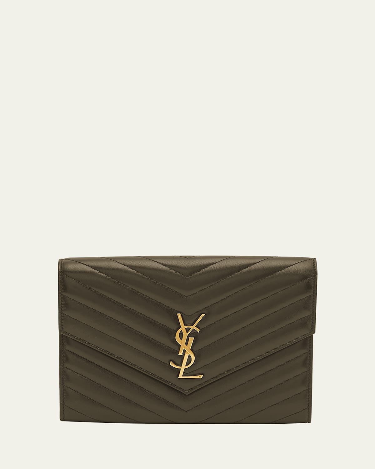 YSL Monogram Flap Clutch Bag in Smooth Leather | Bergdorf Goodman