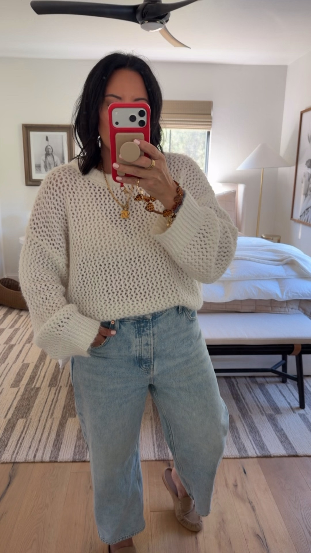 Top size medium (it’s very oversized), jeans size 29 (I’m a curvy size 8), shoes run a little big (I’m a 9.5/10 and did a 9.5 in them). 

#LTKOver40 #LTKSaleAlert