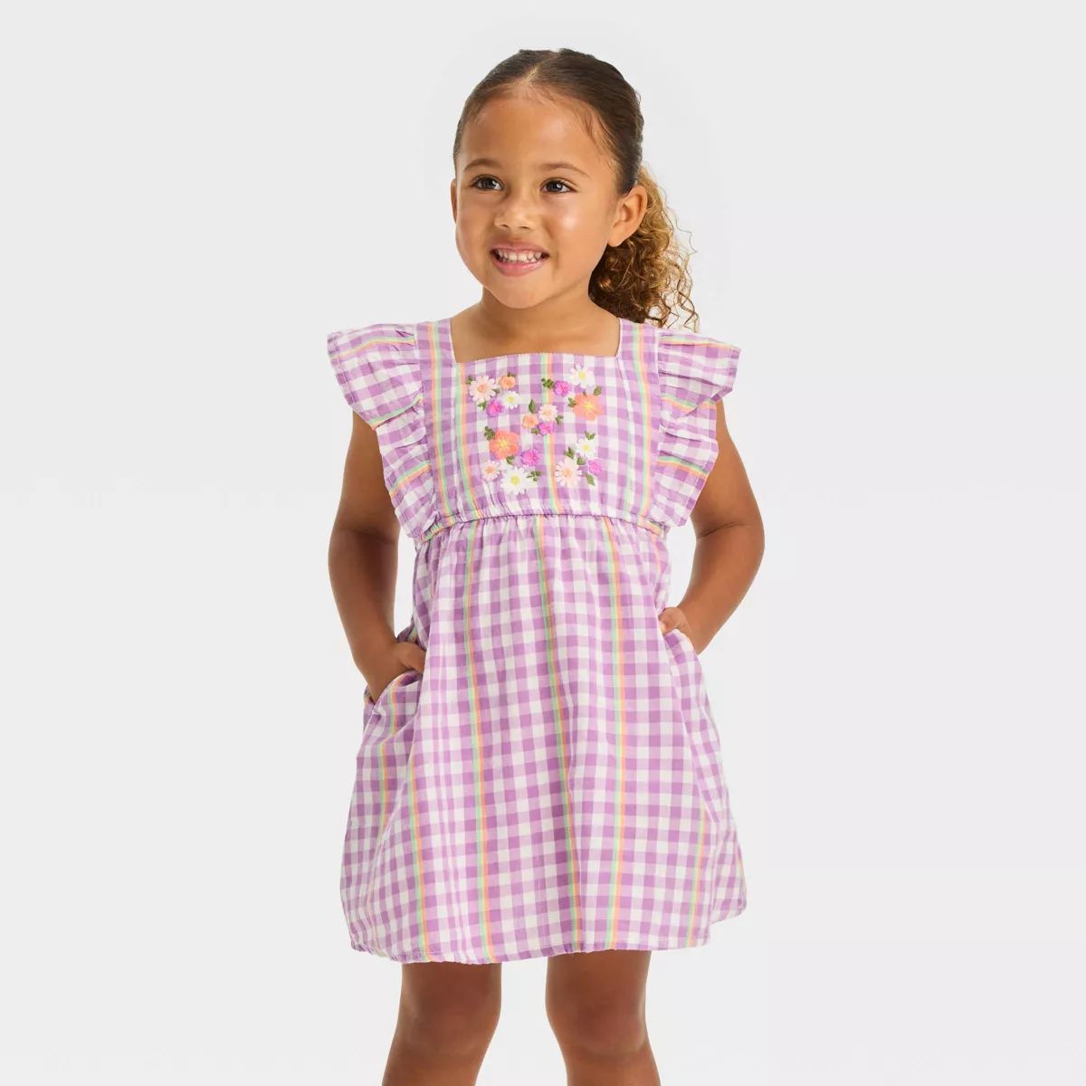 Toddler Girls' Gingham Dress - Cat & Jack™ Purple | Target