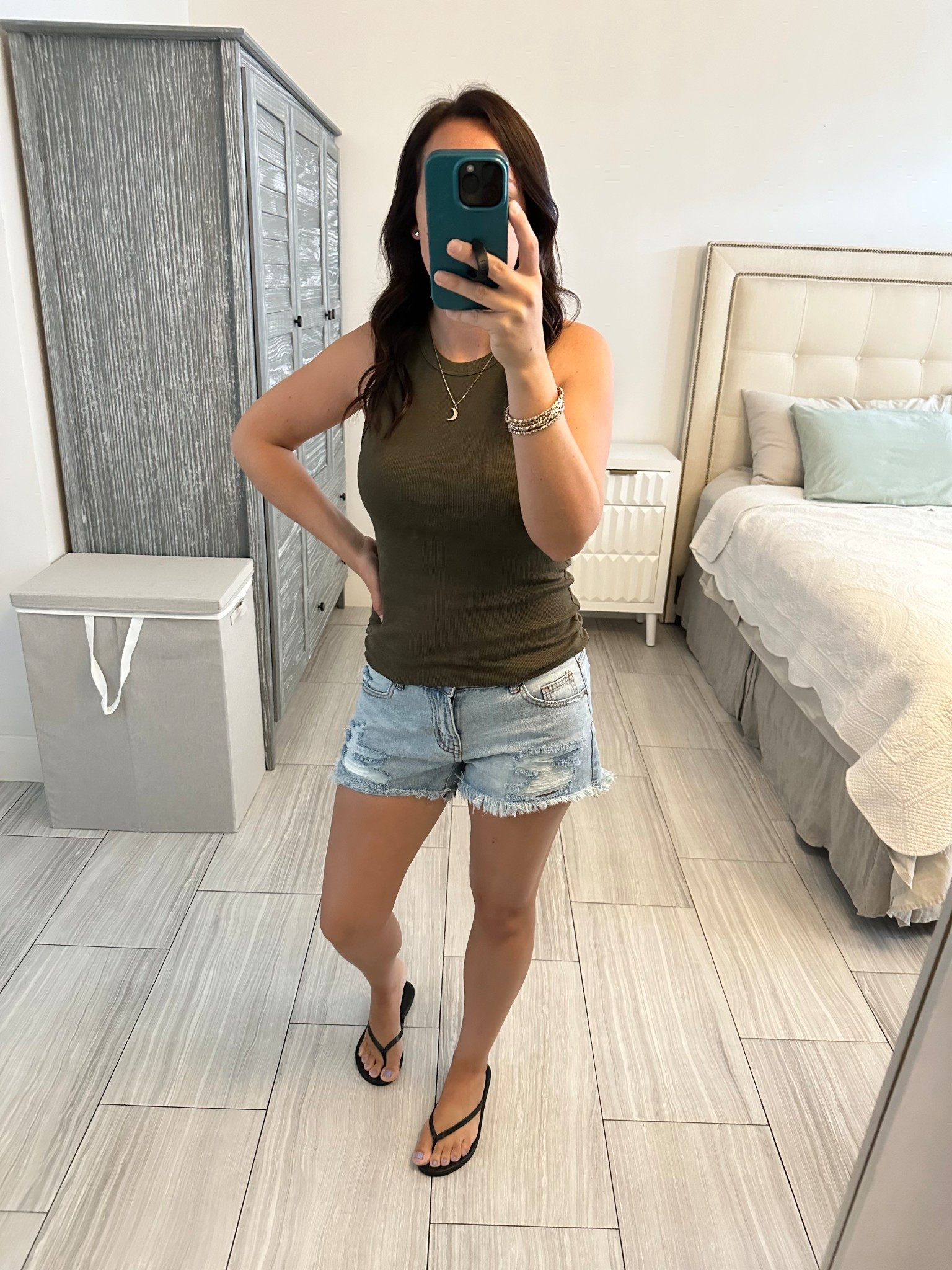 My ‘go to’ summer outfit!! 
So comfortable + casual!
Also these jean shorts are my all time fav!!! 🤩
#spring #summer #summeroutfit #tanktop #shorts #jeanshorts #flipflops #sandals #amazon #target #myfavs #comfortable #casual #springfashion #summerfashion 

#LTKFindsUnder50 #LTKFindsUnder100 #LTKSeasonal