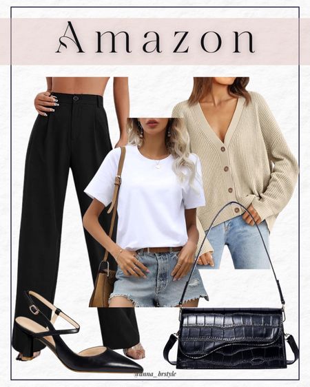 Amazon outfit ideas, amazon finds, cardigan, dress pants, shoulder bag, kitten heels

#LTKfindsunder100 #LTKfindsunder50