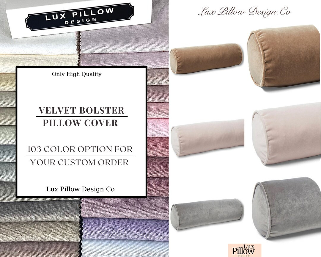 SALE! LUXURY Velvet Color Option Bolster Pillow Cover | Custom Size Available | Color Options | D... | Etsy (US)