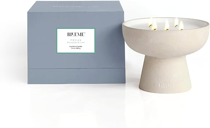 Blueme Focus Candle | Eucalyptus & Lime | 5 Wick - Refillable Wellness Candle with Essential Oils... | Amazon (US)