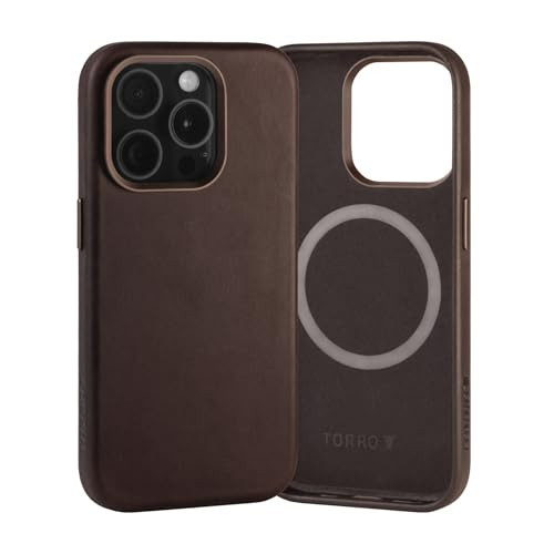TORRO Case Compatible with iPhone 15 Pro – Premium Leather MagSafe Compatible, Slim Bumper Case (Dark Brown) | Amazon (US)