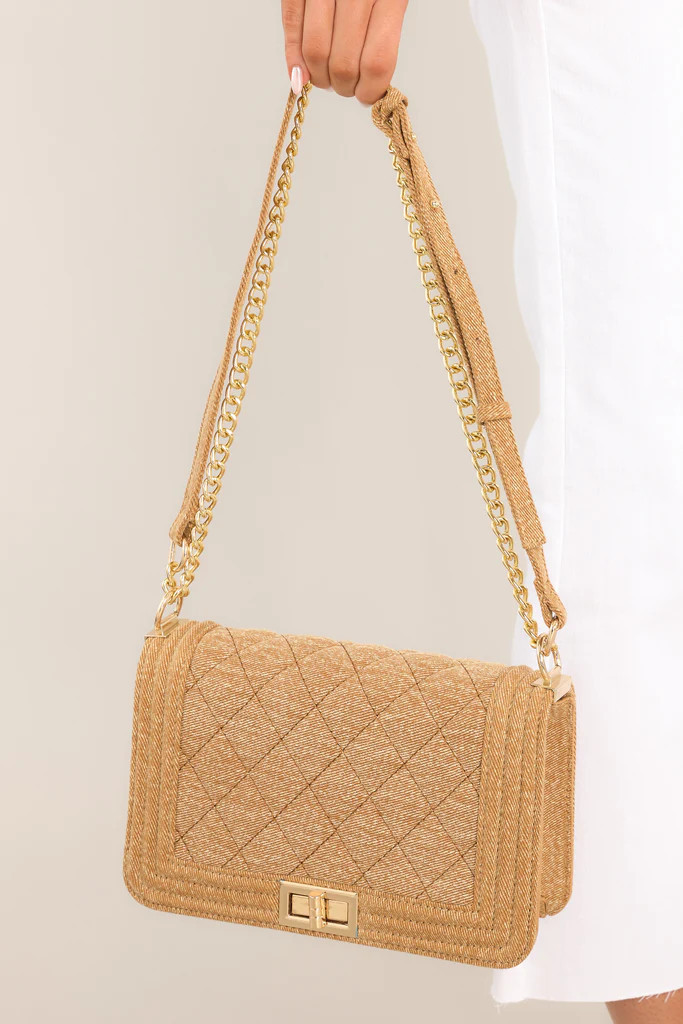 Always Victorious Tan Quilted Handbag | Red Dress 