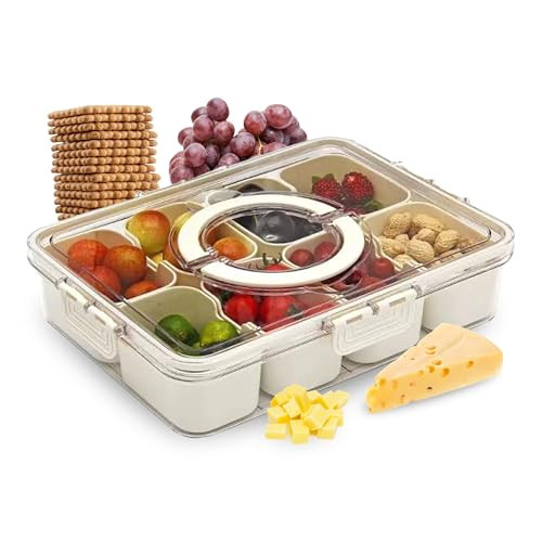 Divided Serving Tray with Lid and Handle,8 Compartment Snackle Box Container for Candy, Nuts, Coo... | Amazon (US)