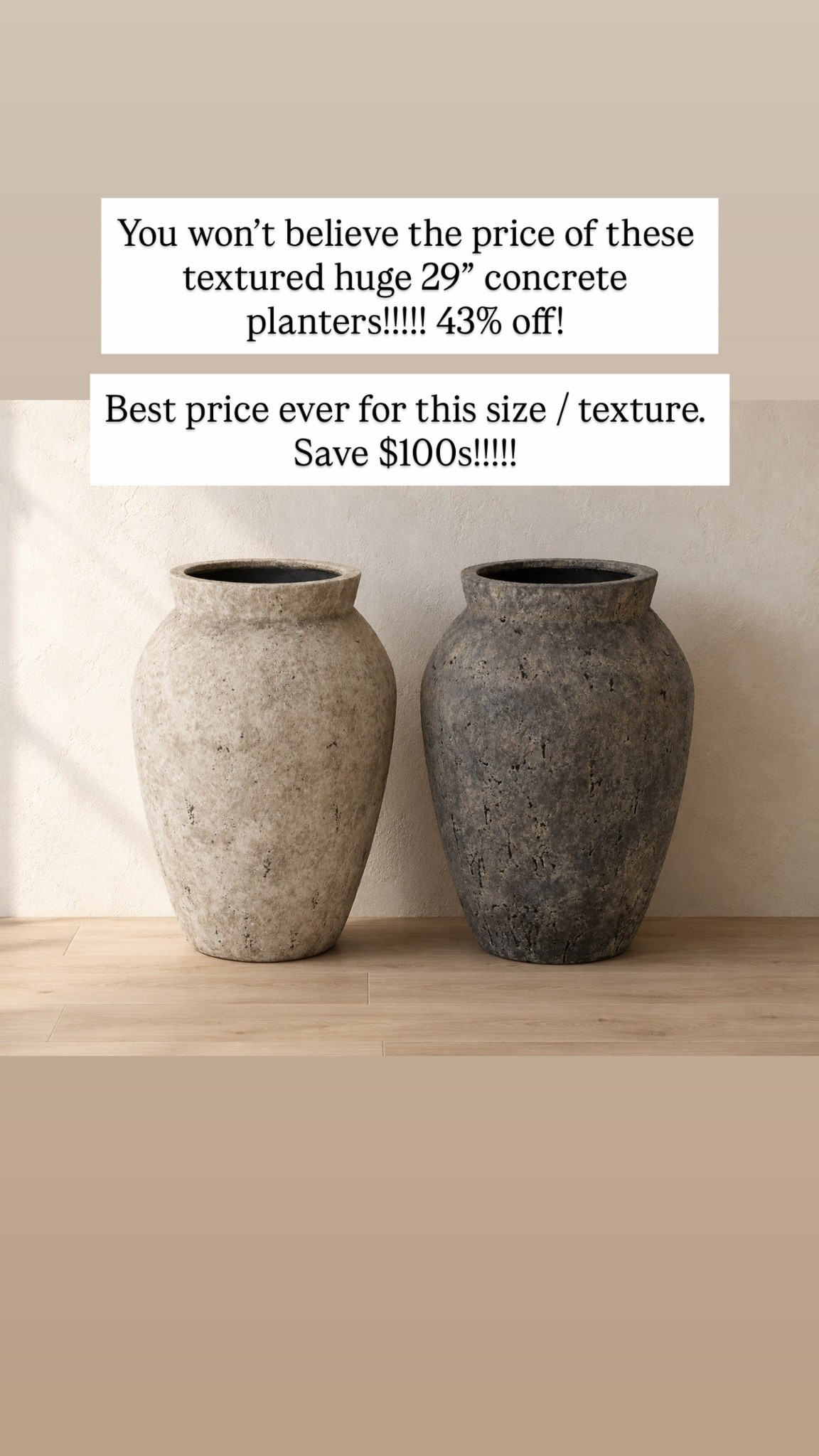 You won’t believe the price of these textured huge 29” concrete planters!!!!! 43% off!

Best price ever for this size / texture. Save $100s!!!!!

Can be used indoors or outdoors

#LTKHome #LTKSaleAlert #LTKSeasonal
