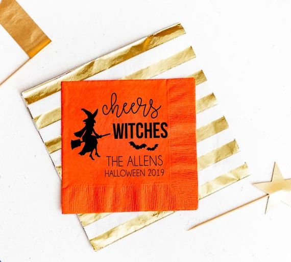 Halloween napkins, Cheers witches napkins, Halloween party decor, Halloween paper napkins, Hallow... | Etsy (US)