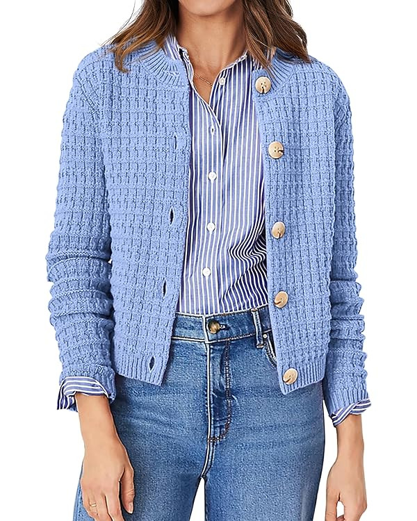 PRETTYGARDEN Women's Knit Cardigan Sweaters Casual Long Sleeve Open Front Button Down Trendy Jack... | Amazon (US)