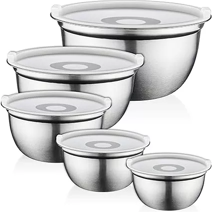 7 Piece Mixing Bowls with Lids for Kitchen, YIHONG Stainless Steel Mixing  Bowls Set Ideal for Baking, Prepping, Cooking and Serving Food, Nesting