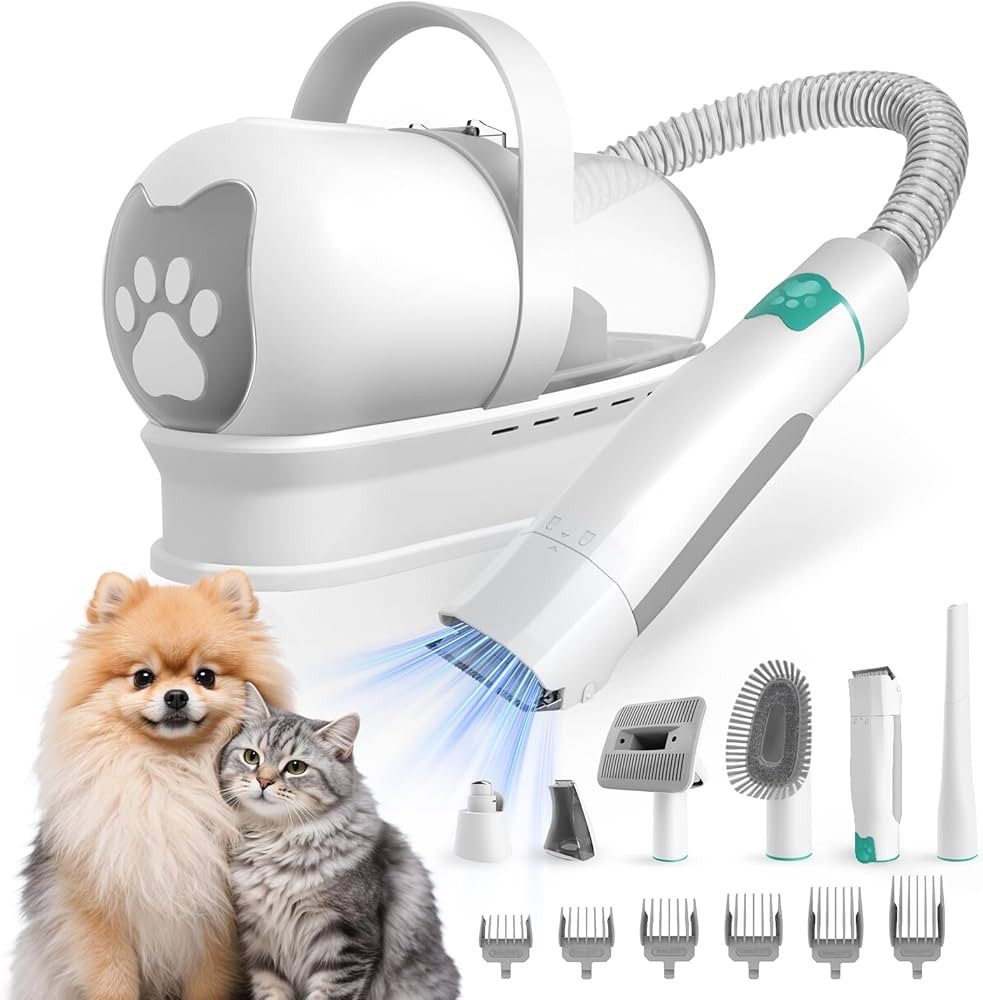 Dog Grooming Kit, Pet Grooming Vacuum with Pet Clipper Nail Grinder, Dog Hair Vacuum with 6 Pet G... | Amazon (US)