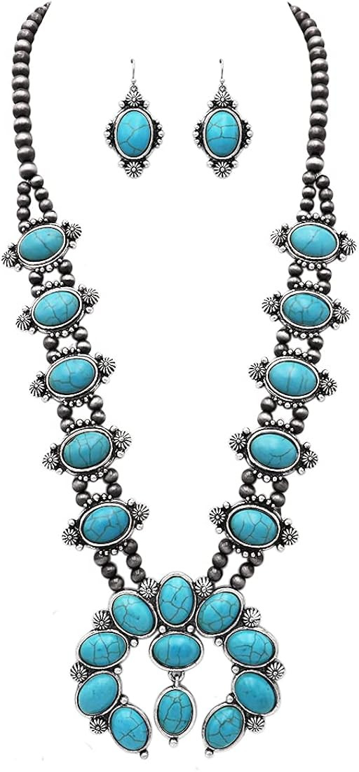 Rosemarie & Jubalee Women's Gorgeous Statement Western Natural Semi Precious Howlite Squash Bloss... | Amazon (US)