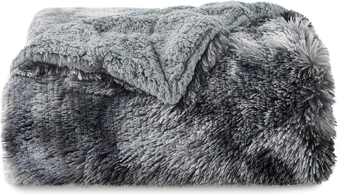 Bedsure Faux Fur Throw Blanket for Couch Grey - Tie-dye Fuzzy Fluffy Super Soft Furry Plush Decor... | Amazon (US)