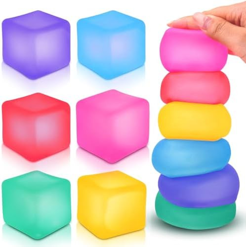 Fidget Toy Stress Cube 6 Pack - Squishy Fidget Toys for Relaxation, High Density Gel Filled, Fidg... | Amazon (US)