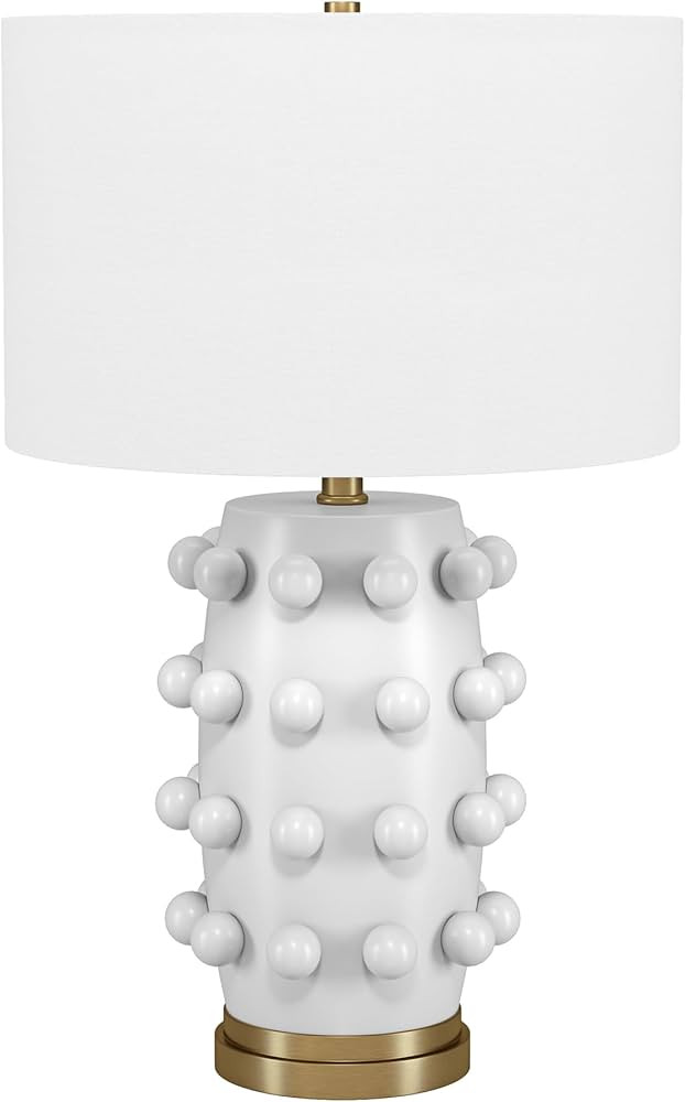 Henn&Hart 26" Tall Ceramic Table Lamp with Fabric Shade in Matte White/White | Amazon (US)