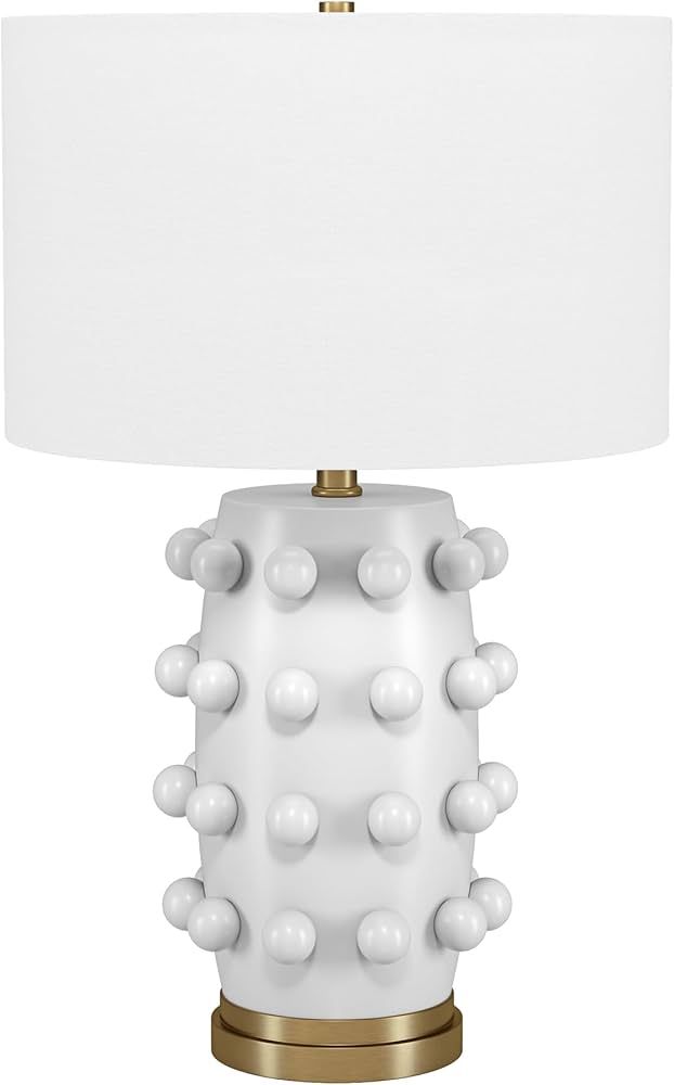 Henn&Hart 26" Tall Ceramic Table Lamp with Fabric Shade in Matte White/White | Amazon (US)