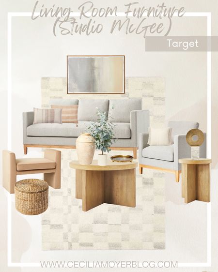 Studio McGee living room furniture at Target! Love the neutral furniture and decor with wood furniture tables.  Wall art, area rug, throw pillows, accent chair, lounge chair and sofa.  Modern style - cozy home 

#LTKunder50 #LTKunder100 #LTKhome