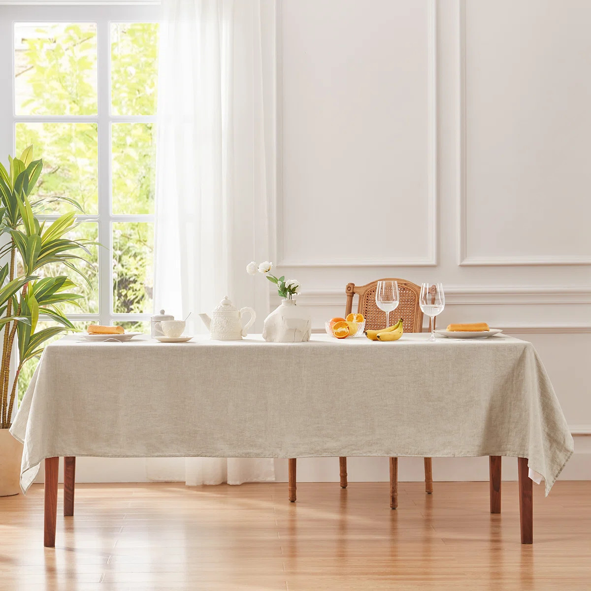 TOSMO 100% French Linen Rectangle Tablecloth | Wayfair North America