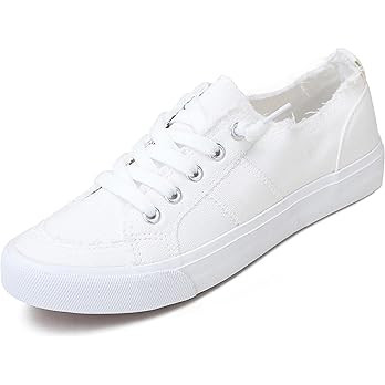 Obtaom Women's Play Fashion Sneaker White Color Washed and Leopard Canvas Slip on Shoes | Amazon (US)