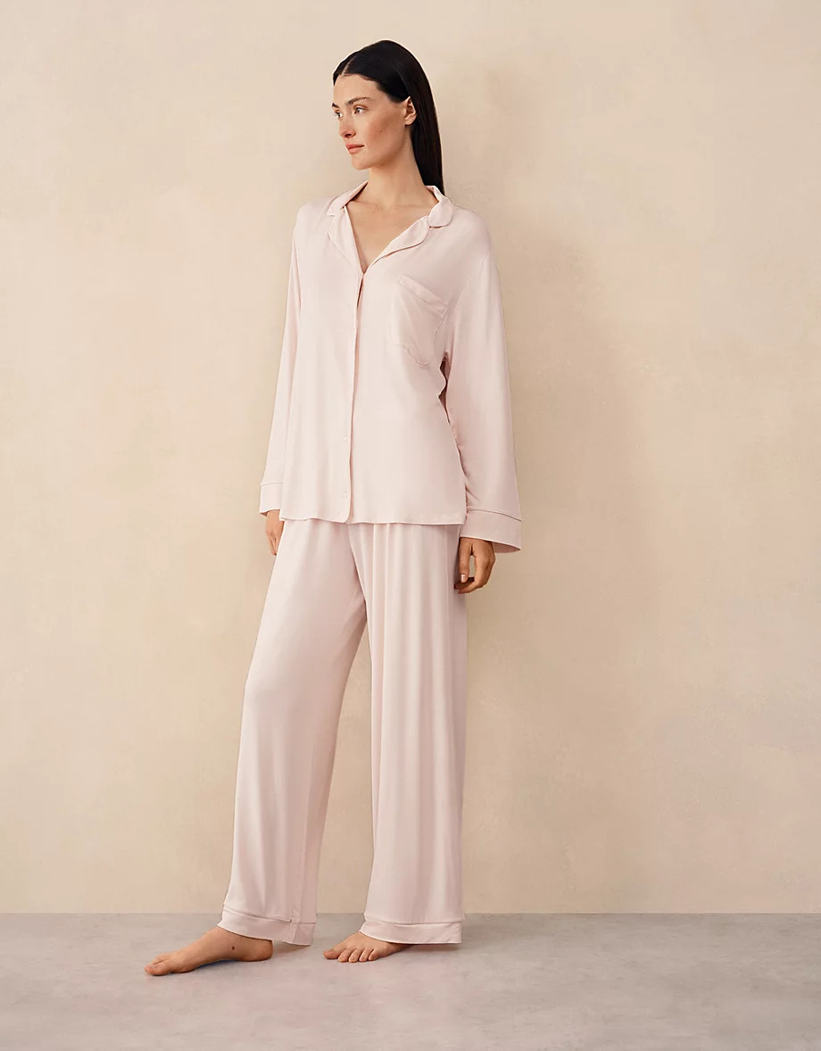 Cooling Jersey Relaxed Piped Pyjama Set | The White Company UK & ROW