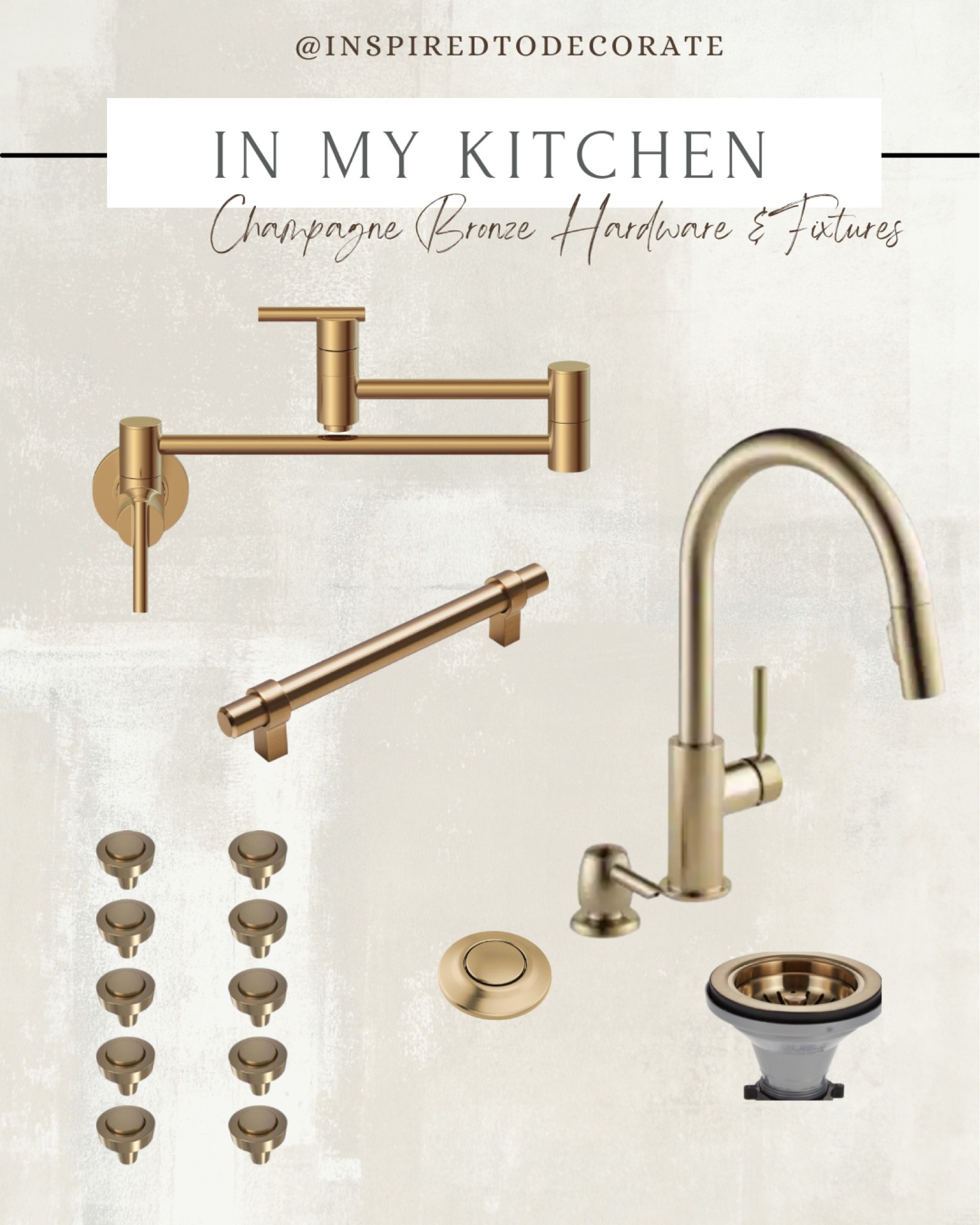 In our newly upgraded kitchen I decided to go with champagne bronze for the cabinet pulls, faucet and other fixtures. This was completely inspired by the new pendant lights. I absolutely love the elevated look this color fixtures gives the space! It feels so Lux! 🤩

Kitchen decor, cabinet knobs, pulls, pot filler, gold hardware, champagne bronze hardware 

#LTKhome #LTKstyletip