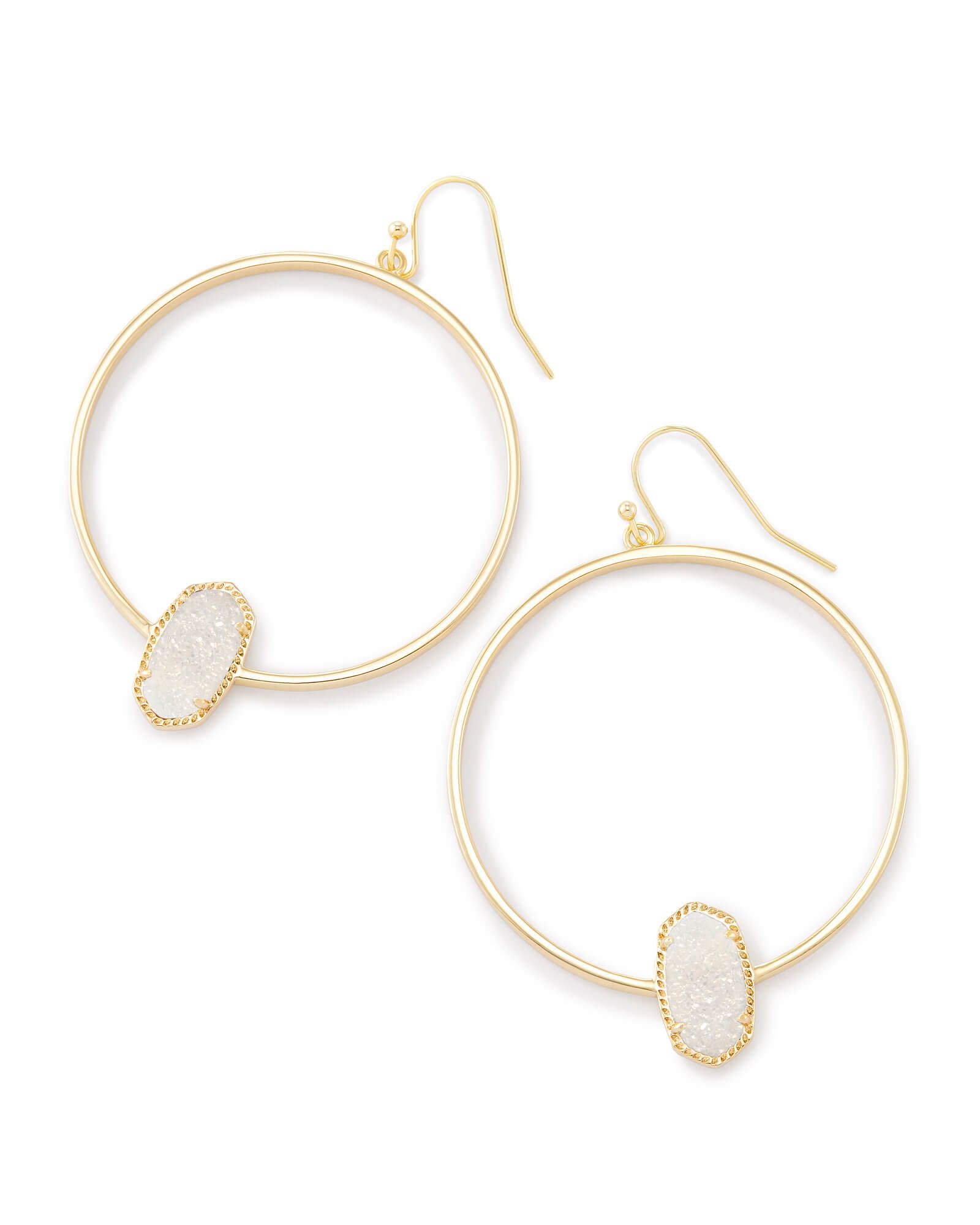 Elora Gold Hoop Earrings In Iridescent Drusy | Kendra Scott