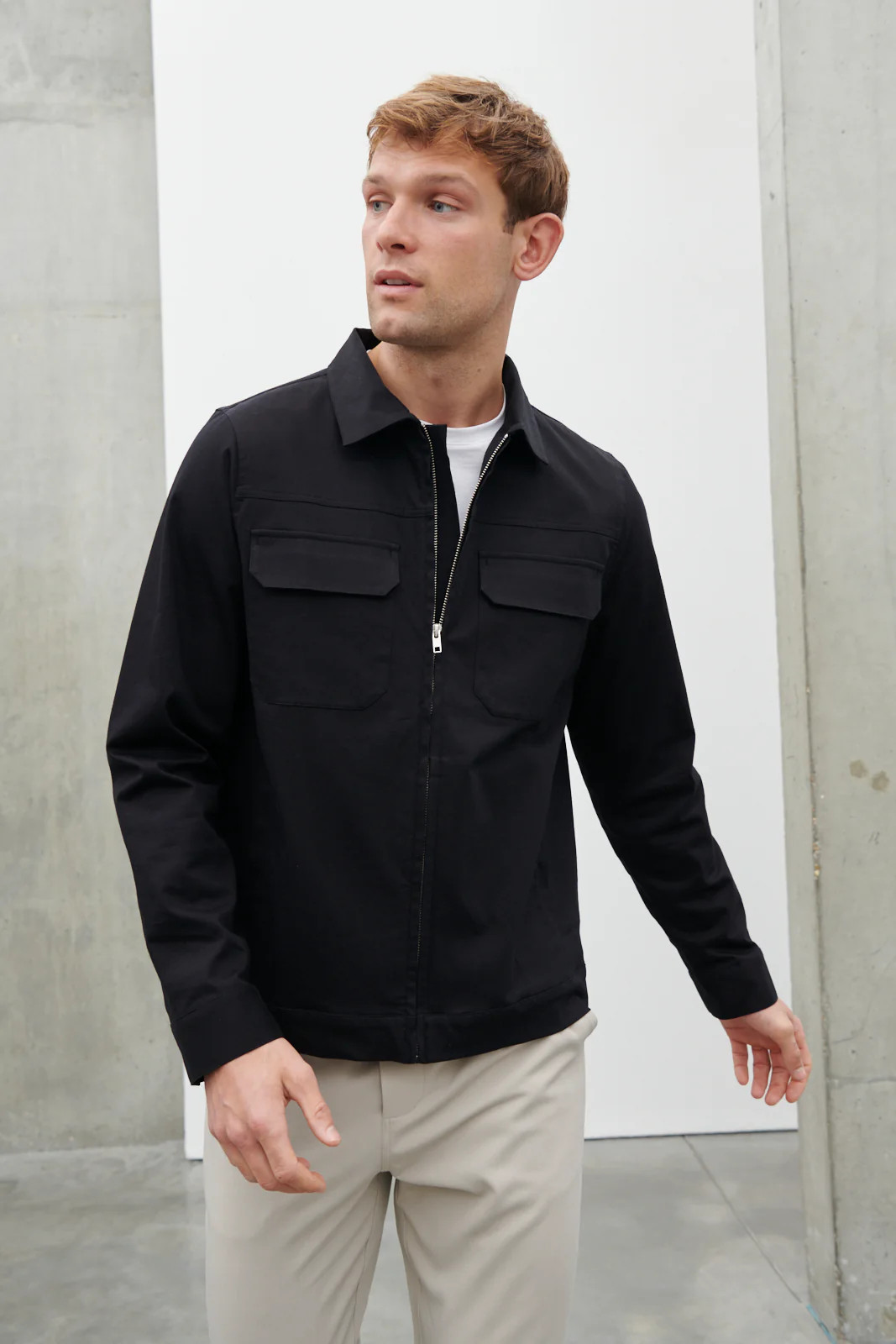 Lucas Zip Down Boxy Shacket - Black | NOBL