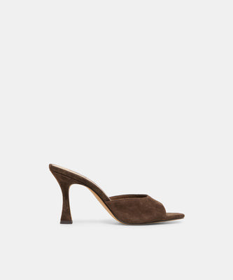 ROSHA HEELS DK BROWN SUEDE | DolceVita.com